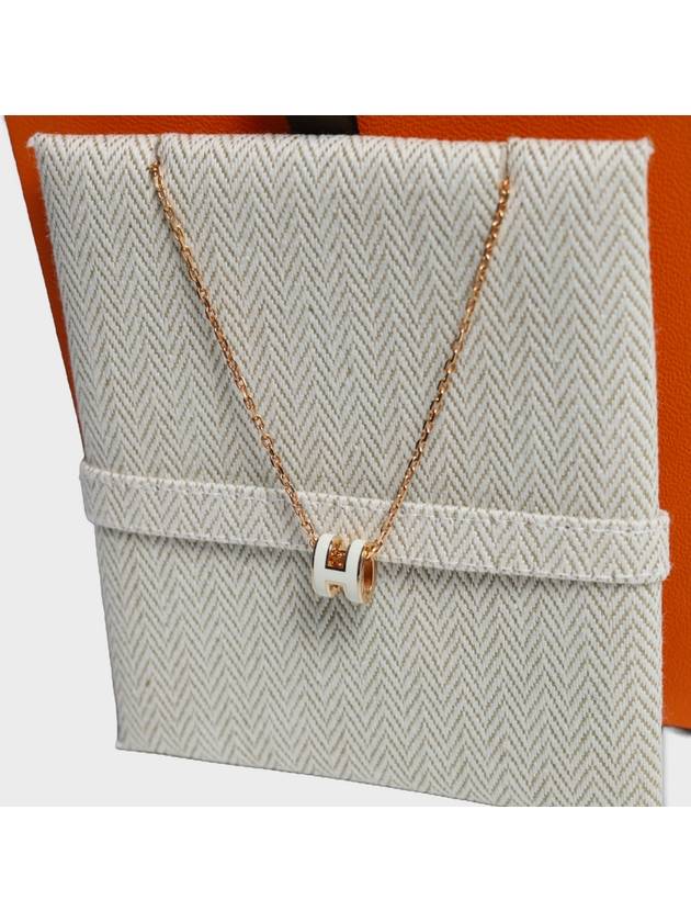 Mini Pop H Pendant Rose Gold & Blanc - HERMES - BALAAN.