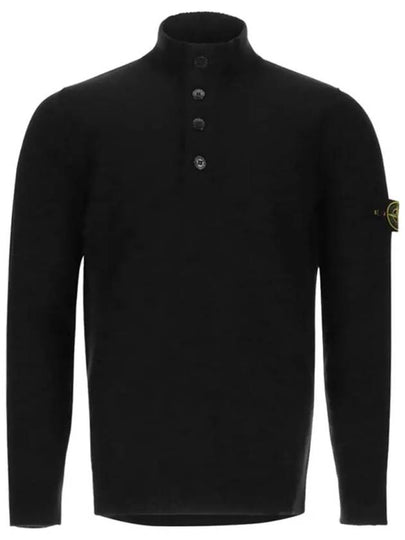 High Neck Half Button Lambswool Knit Top Black - STONE ISLAND - BALAAN 2