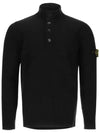 High Neck Half Button Lambswool Knit Top Black - STONE ISLAND - BALAAN 2