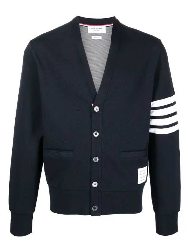 V-Neck 4 Bar Cardigan Navy - THOM BROWNE - BALAAN 2