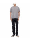 Striped Detail Crew Neck Cotton Short Sleeve T-Shirt Grey - THOM BROWNE - BALAAN 4