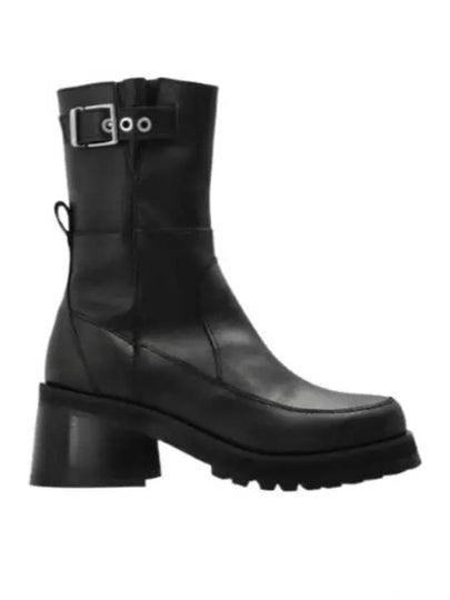 Buckle Leather Walker Boots Black - GANNI - BALAAN 2