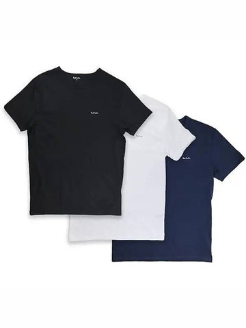 3 Pack Set Black Navy White Cotton Pajama T Shirt 389 M3PK 2A - PAUL SMITH - BALAAN 1