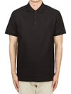 Men's Embroidered Logo Cotton Polo Shirt Black - BURBERRY - BALAAN 3