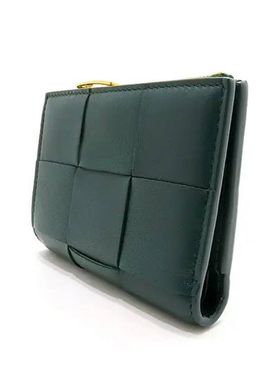 706010 Dark green leather intrecciato weaving small bi fold wallet - BOTTEGA VENETA - BALAAN 2