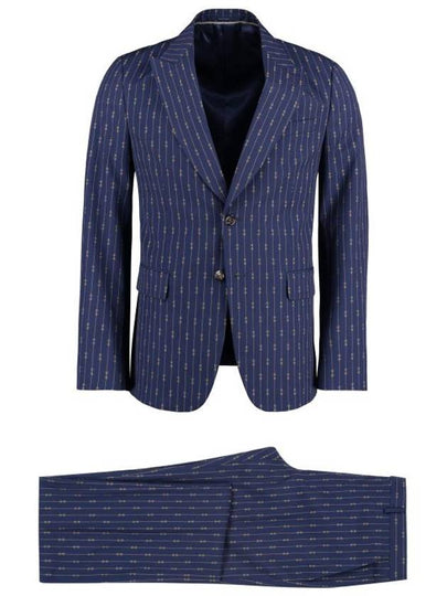 Horsebit Striped Wool Suit Blue - GUCCI - BALAAN 2