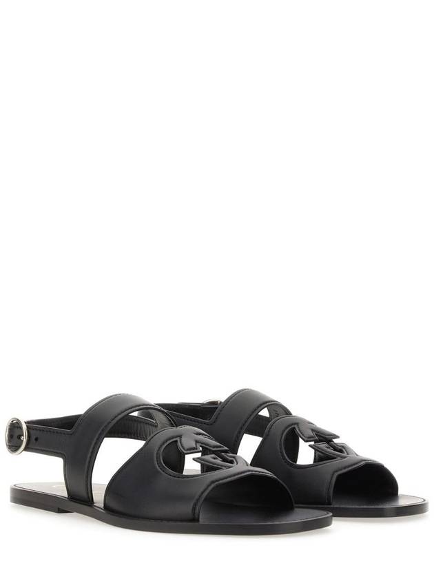 Men's Interlocking G Leather Sandals Black - GUCCI - BALAAN 4