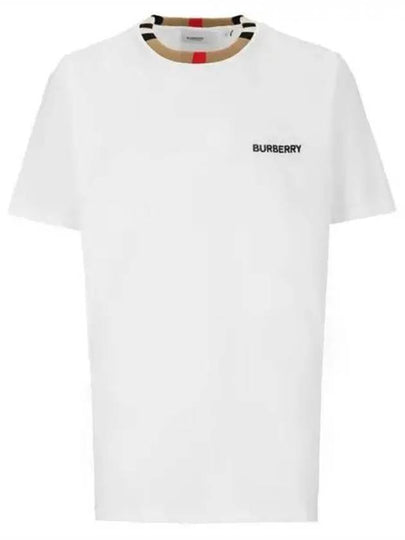 Men's Striped Neck Short Sleeve T-Shirt White - BURBERRY - BALAAN 2