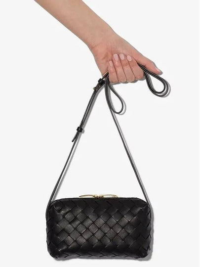 Intrecciato Lamb Leather Mini Cross Bag Black - BOTTEGA VENETA - BALAAN 2