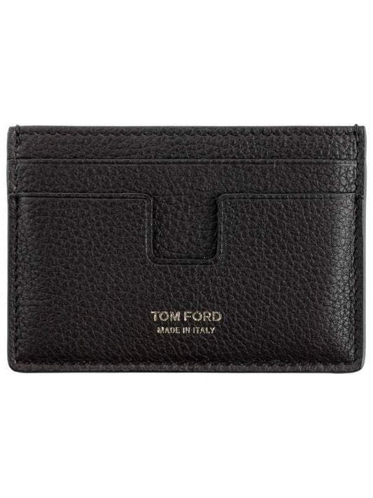 Classic T Line Gold Logo Card Wallet Brown - TOM FORD - BALAAN 2