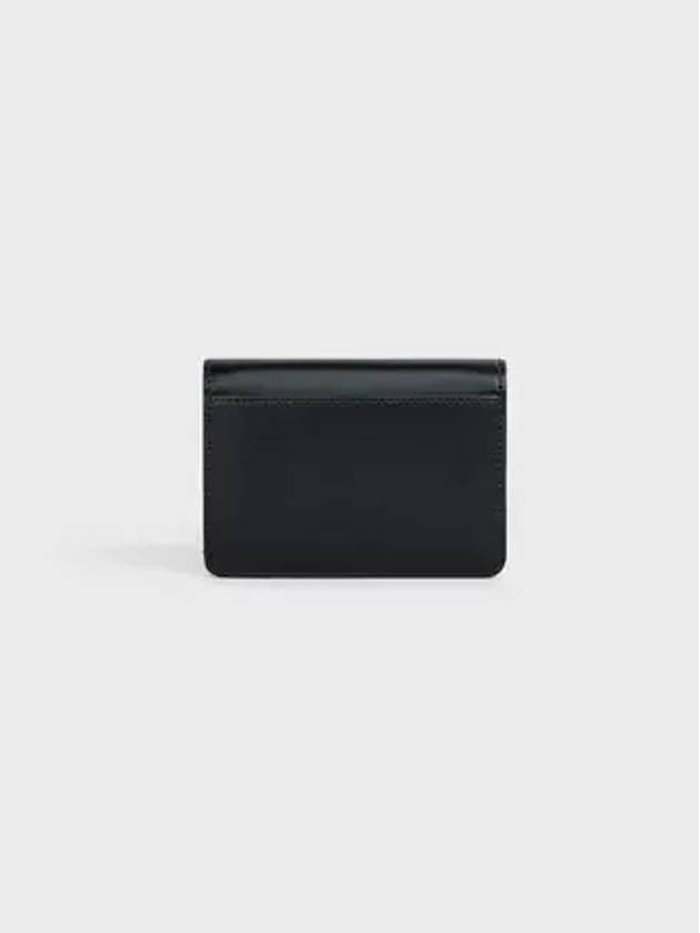 Triomphe Shiny Calfskin Flap Card Wallet Black - CELINE - BALAAN 5