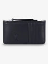 De Coeur Zippered Leather Card Wallet Black - AMI - BALAAN 2