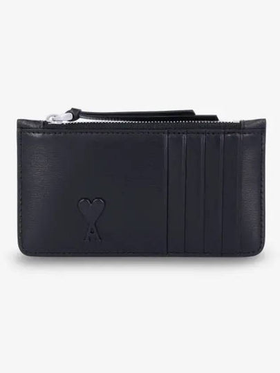 De Coeur Zippered Leather Card Wallet Black - AMI - BALAAN 2