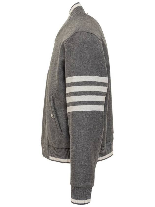 4 Bar Stripe Bomber Jacket Grey - THOM BROWNE - BALAAN 4