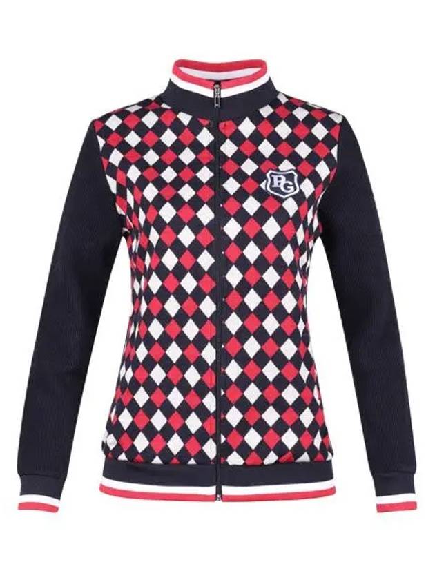 Women s Argyle Pattern Full Zip Up Jumper JB4A843W - LUX GOLF - BALAAN 4