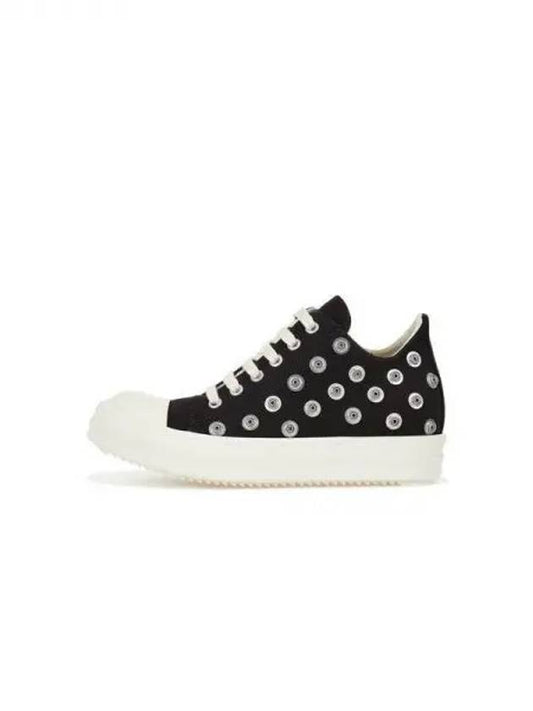 WOMEN DRKSHDW Studded Canvas Low Top Sneakers Black 270741 - RICK OWENS - BALAAN 1