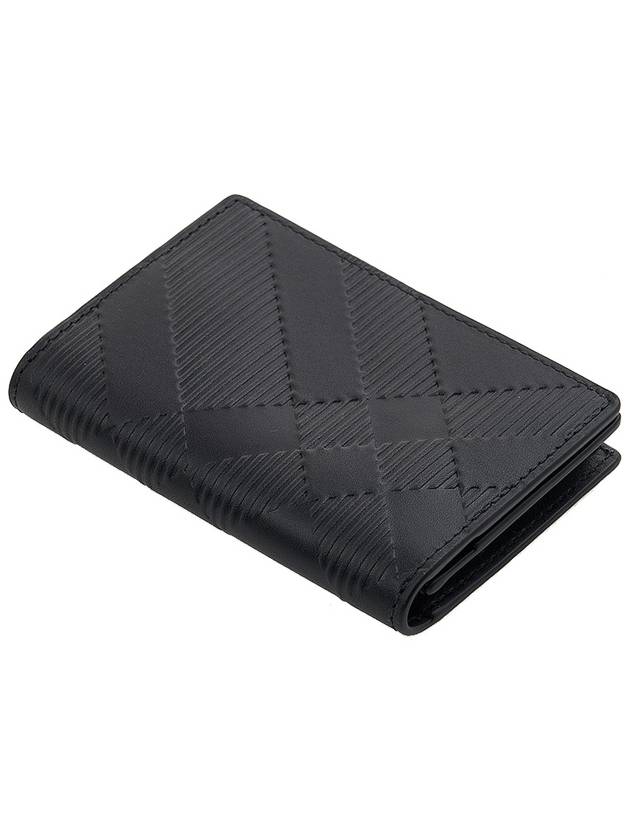 Check Pattern Leather Card Wallet Black - BURBERRY - BALAAN 5