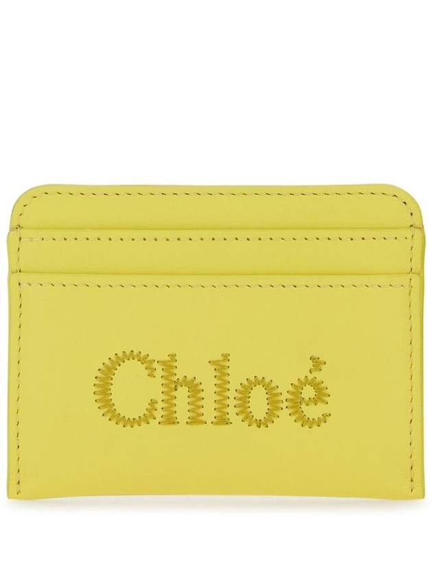 Women's Embroidered Logo Card Wallet Yellow - CHLOE - BALAAN 2