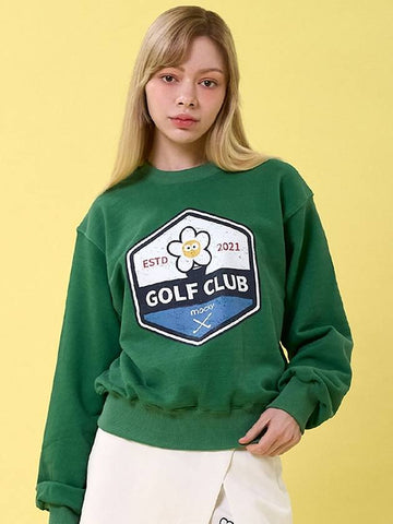 Washing Pigment Sweatshirt Print Long Sleeve T-Shirt Green MCSS24TS1GR - MACKY - BALAAN 1