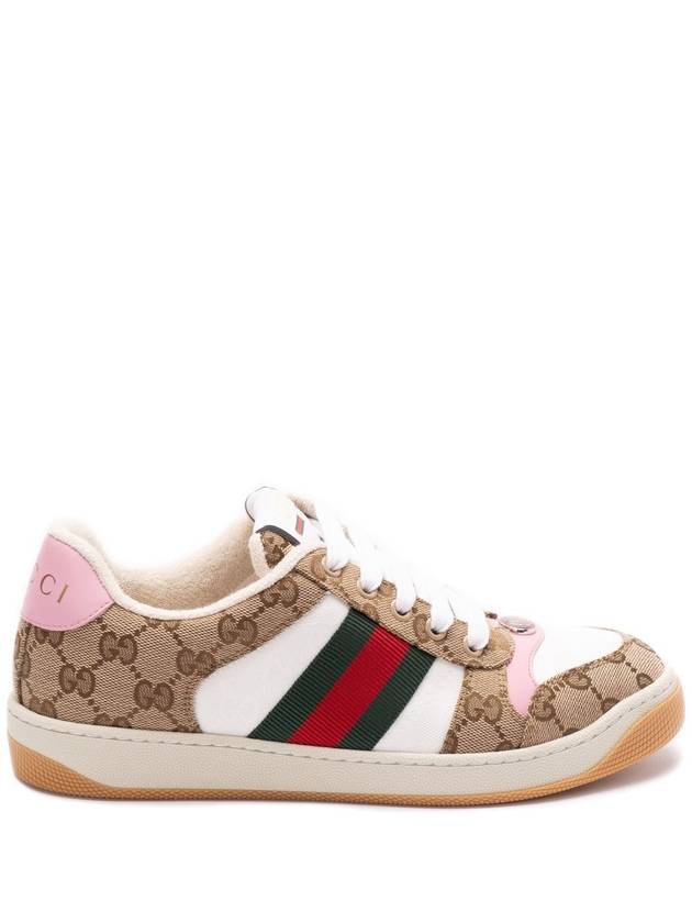 Screener Low Top Sneakers Beige Dark Brown - GUCCI - BALAAN 2