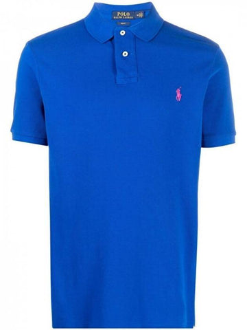 Pony Logo Embroidered Slim Fit Short Sleeve PK Shirt Royal Blue - POLO RALPH LAUREN - BALAAN 1