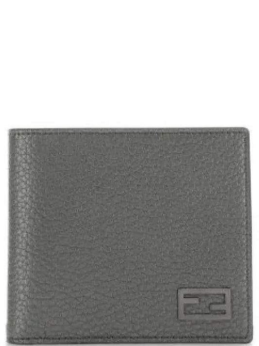 FF Metal Logo Selleria Leather Half Wallet Grey - FENDI - BALAAN 2