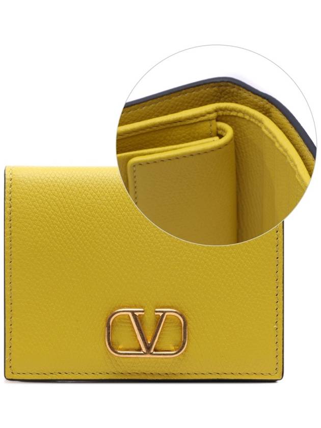 Compact V Logo Signature Calfskin Half Wallet Cedar Yellow - VALENTINO - BALAAN 2