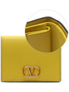 Compact V Logo Signature Calfskin Half Wallet Cedar Yellow - VALENTINO - BALAAN 3