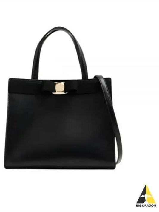 Vara Bow Top Handle Tote Bag Black - SALVATORE FERRAGAMO - BALAAN 2