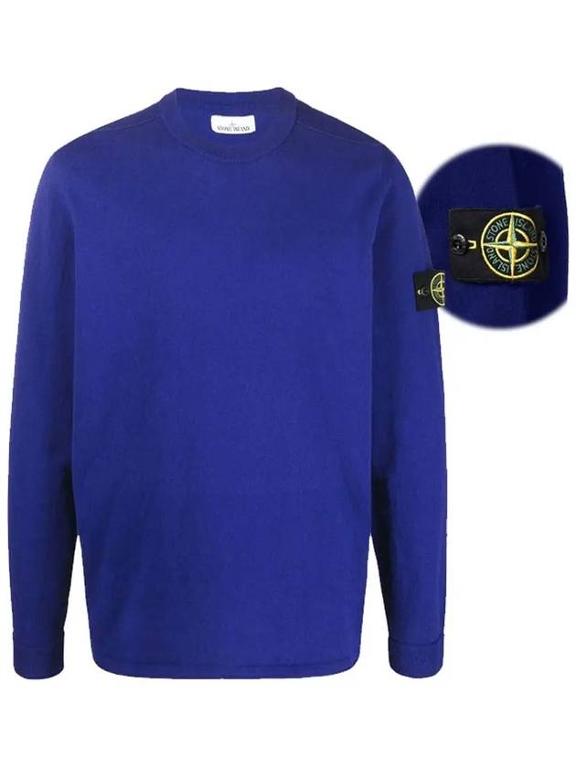 Wappen Patch Crew Neck Knit Top Purple Blue - STONE ISLAND - BALAAN 3