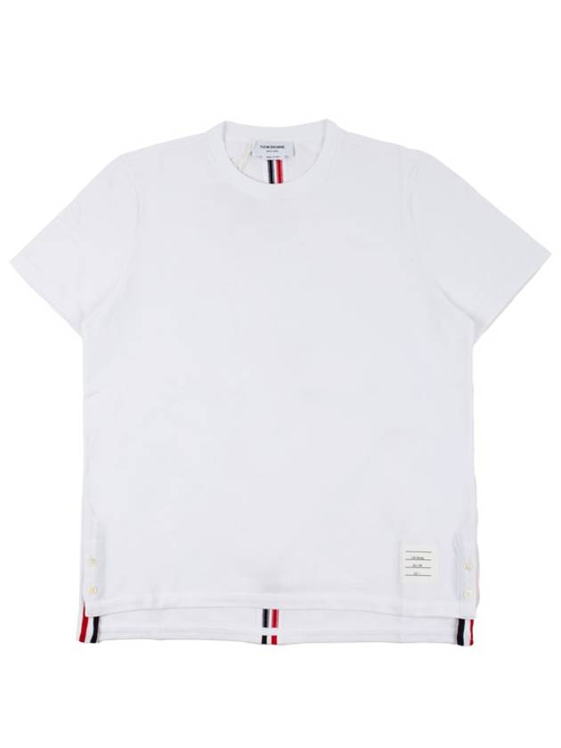 Men's Center Back Striped Short Sleeve T-Shirt White - THOM BROWNE - BALAAN 2