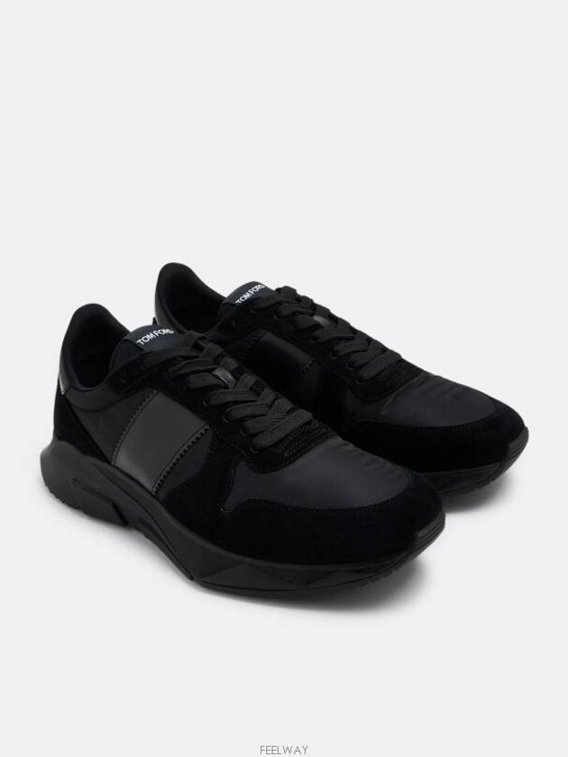 Suede Nylon Low Top Sneakers Black - TOM FORD - BALAAN 3