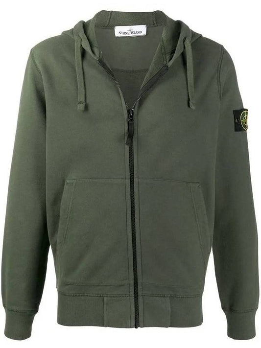 Wappen Logo Zip Up Hoodie Dark Green - STONE ISLAND - BALAAN 1