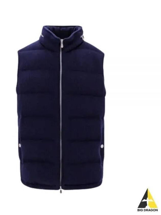 Ribbed Cachemire Vest Navy - BRUNELLO CUCINELLI - BALAAN 2