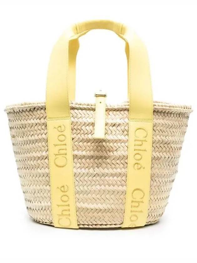 Sense Medium Raffia Basket Tote Bag Beige Yellow - CHLOE - BALAAN 3