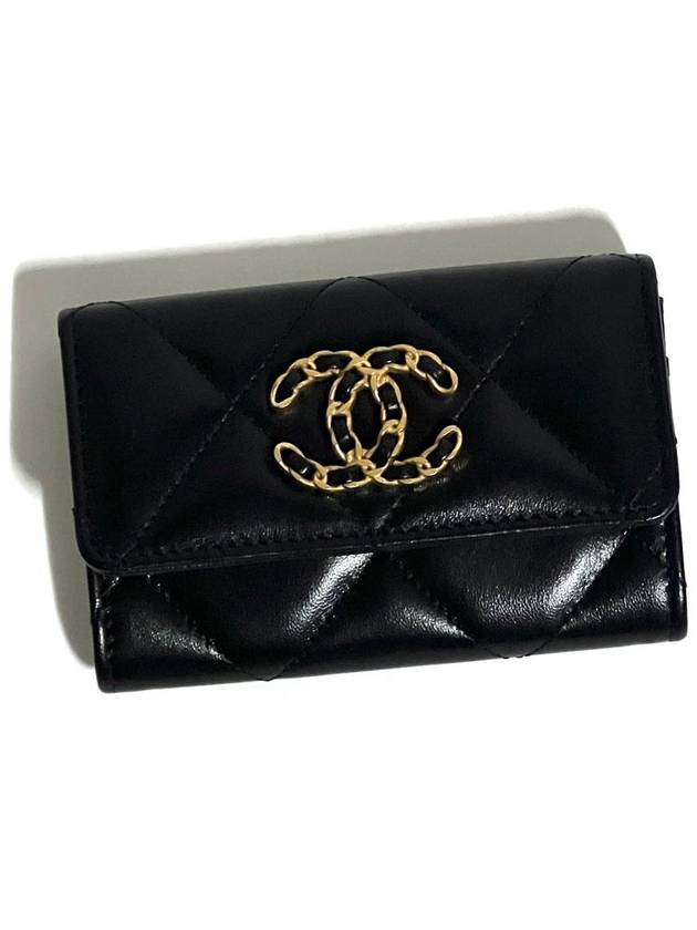 19 Gold Hardware Lambskin Flap Card Wallet Black - CHANEL - BALAAN 9