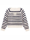 Crew neck Marini re mohair silk knit top off white navy - CELINE - BALAAN 1