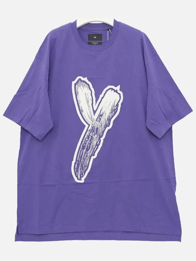 Graphic Logo Cotton Short Sleeve T-Shirt Purple - Y-3 - BALAAN 2