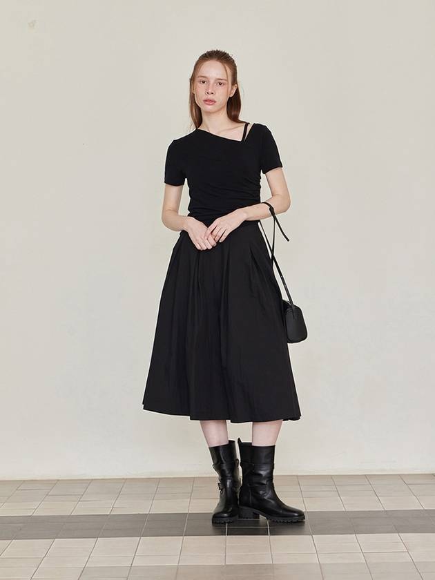 Pleated Banding Long Skirt Black - LESEIZIEME - BALAAN 2