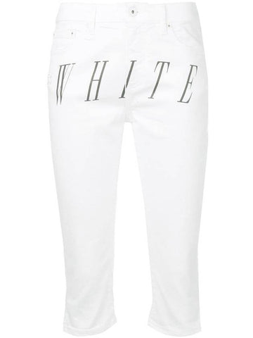 Logo Print Cropped Jeans White - OFF WHITE - BALAAN 1