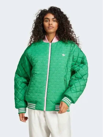 70s Reversible Oversized Bomber Jacket Women s Original Green True Pink JN7656 716023 - ADIDAS - BALAAN 1