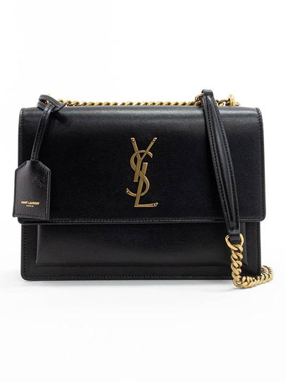 Monogram Sunset Medium Smooth Leather Cross Bag Black - SAINT LAURENT - BALAAN 2