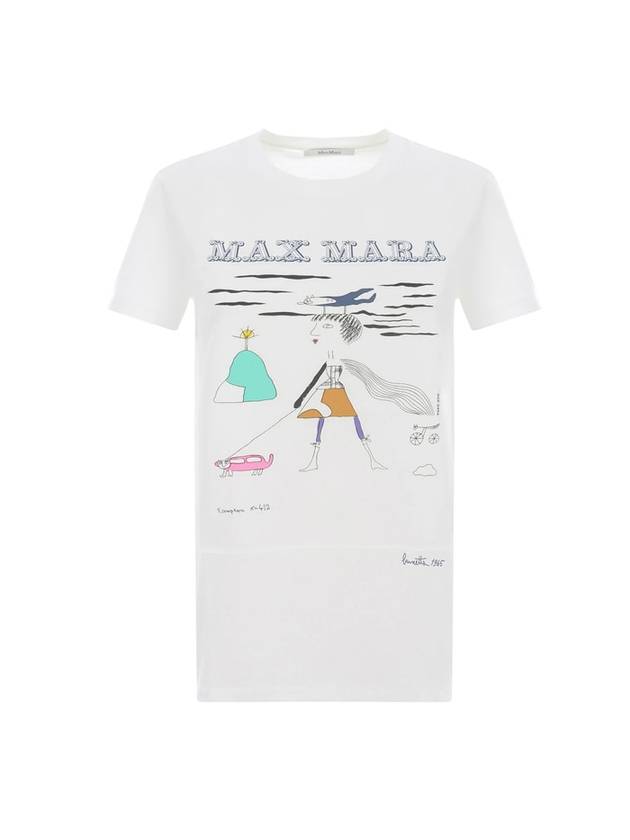 Women's Bambina Printing Short Sleeve T-Shirt White - MAX MARA - BALAAN 1