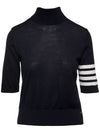 Fine Merino 4 Bar Relaxed Short Sleeve Turtleneck Navy - THOM BROWNE - BALAAN 2