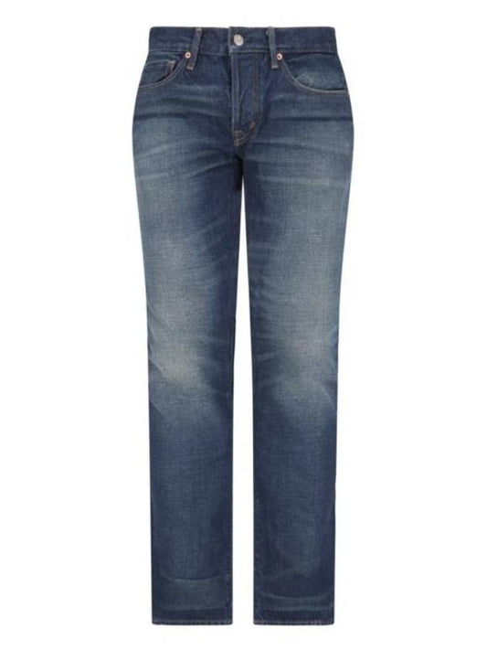 Cotton Straight Jeans Blue - TOM FORD - BALAAN 1