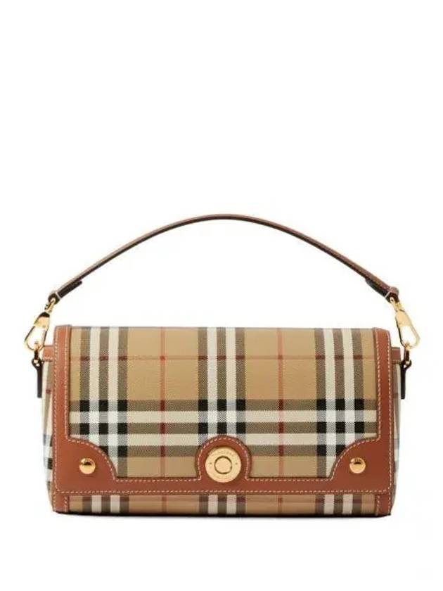 Women's Check Leather Top Handle Shoulder Bag Beige - BURBERRY - BALAAN 2