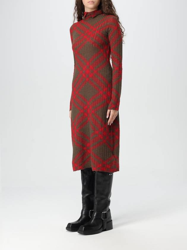 Check Turtleneck Wool Blend Midi Dress Brown Red - BURBERRY - BALAAN 4