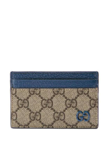 GG Supreme Canvas Card Wallet Beige Blue - GUCCI - BALAAN 1