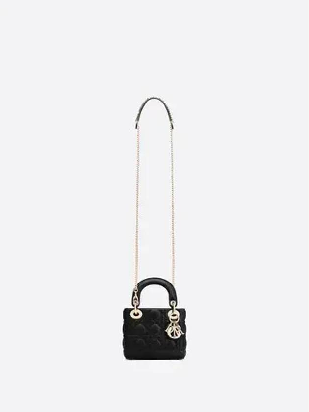 Lady Cannage Lambskin Mini Bag Black - DIOR - BALAAN.