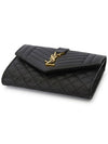 Matelasse Monogram Envelope Small Half Wallet Black - SAINT LAURENT - BALAAN 4